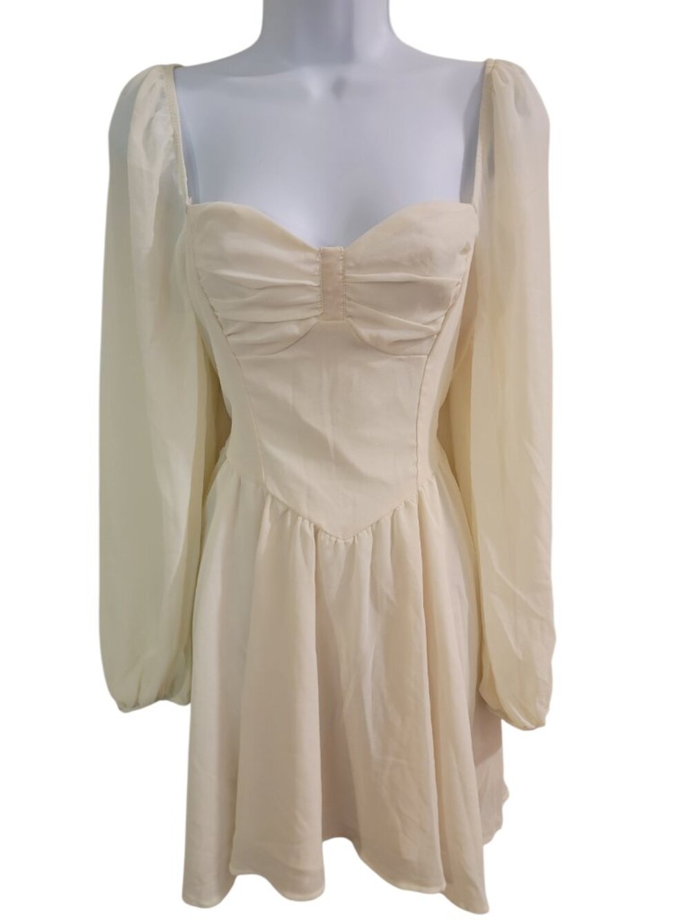 SHEIN MOD NWT White Puff Sleeve Corset Mini Dress Size M